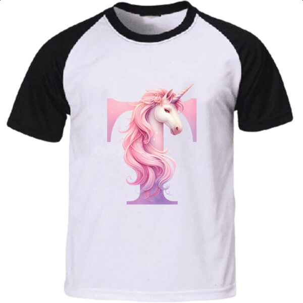 Camiseta Raglan Unicornio Alfabeto Letra T