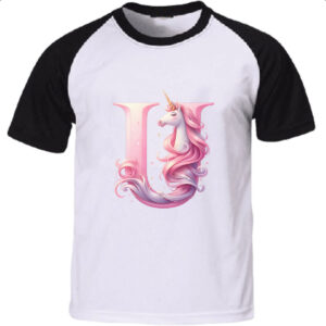 Camiseta Raglan Unicornio Alfabeto Letra U