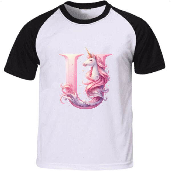 Camiseta Raglan Unicornio Alfabeto Letra U
