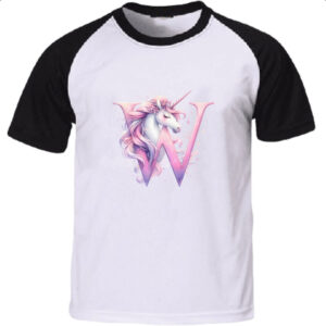 Camiseta Raglan Unicornio Alfabeto Letra W