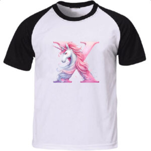Camiseta Raglan Unicornio Alfabeto Letra X