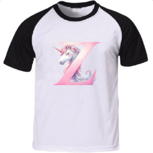 Camiseta Raglan Unicornio Alfabeto Letra Z