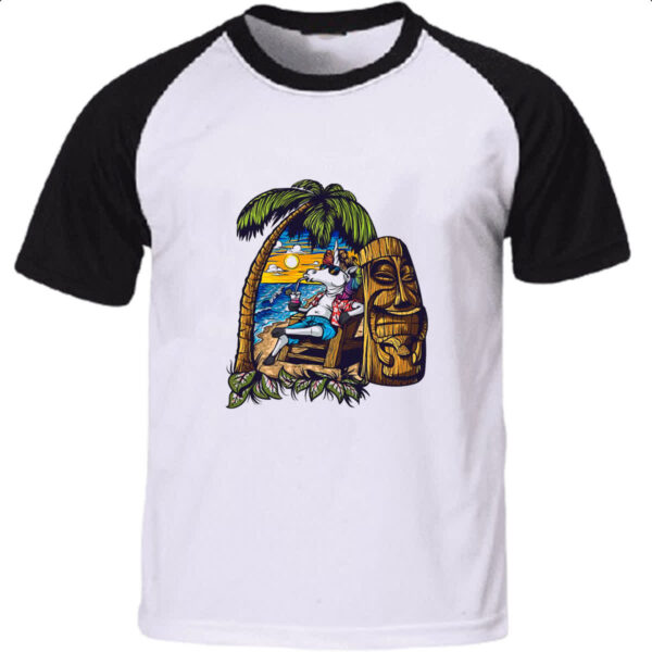 Camiseta Raglan Unicornio relaxando de ferias