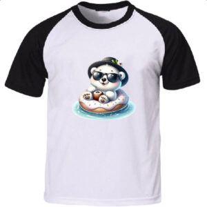 Camiseta Raglan Urso polar na boia