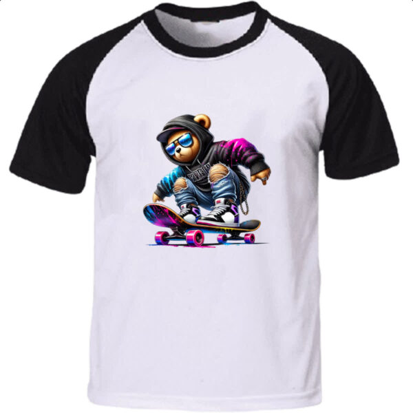 Camiseta Raglan Urso skatista