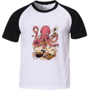 Camiseta Raglan Octopus cozinheiro
