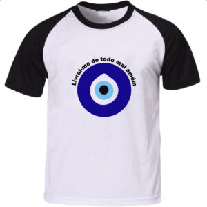 Camiseta Raglan Olho grego livrai-me do mal