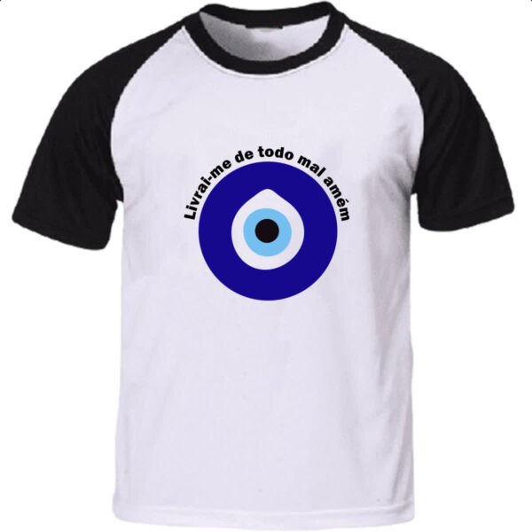 Camiseta Raglan Olho grego livrai-me do mal