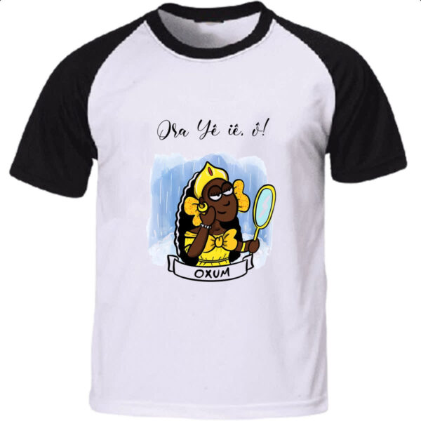 Camiseta Raglan Orixas Cartoon Oxum Ora Ye ie o