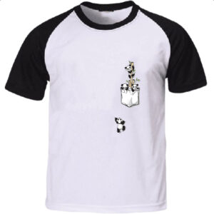 Camiseta Raglan Panda bambu no bolso