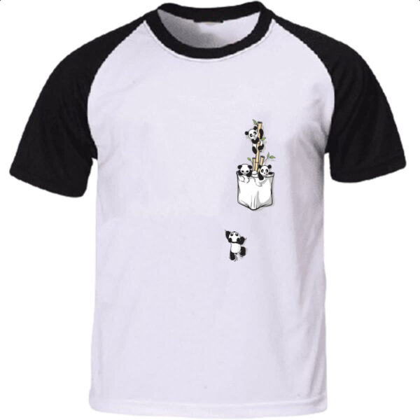 Camiseta Raglan Panda bambu no bolso