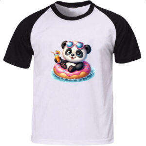 Camiseta Raglan Panda na boia
