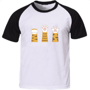 Camiseta Raglan Pedra Papel Tesoura Gato Laranja