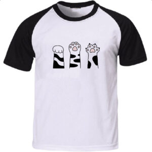 Camiseta Raglan Pedra Papel Tesoura gato malhado