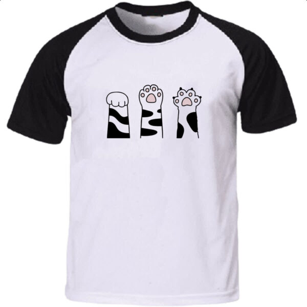 Camiseta Raglan Pedra Papel Tesoura gato malhado