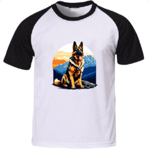 Camiseta Raglan Pastor alemao montanhas