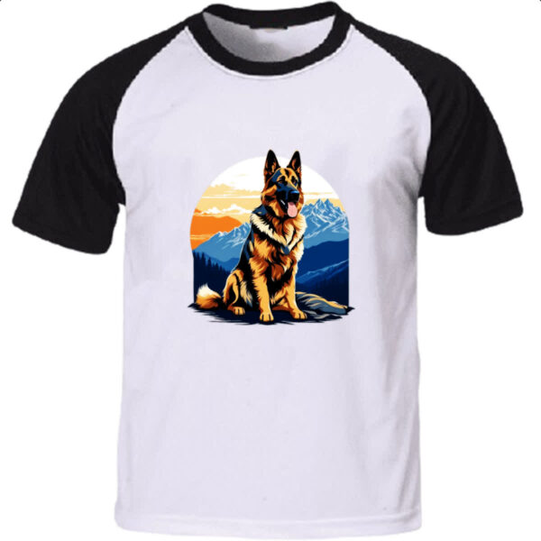 Camiseta Raglan Pastor alemao montanhas