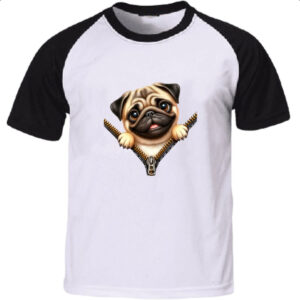 Camiseta Raglan Pug no Ziper