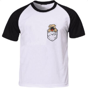 Camiseta Raglan Pug no bolso