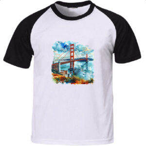 Camiseta Raglan Ponte Golden Gate watercolor