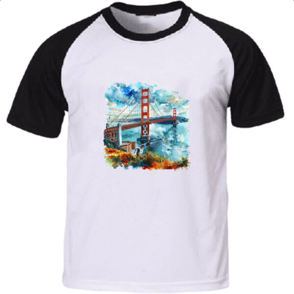 Camiseta Raglan Ponte Golden Gate watercolor