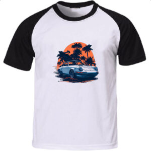 Camiseta Raglan Porsche Branco Sunset