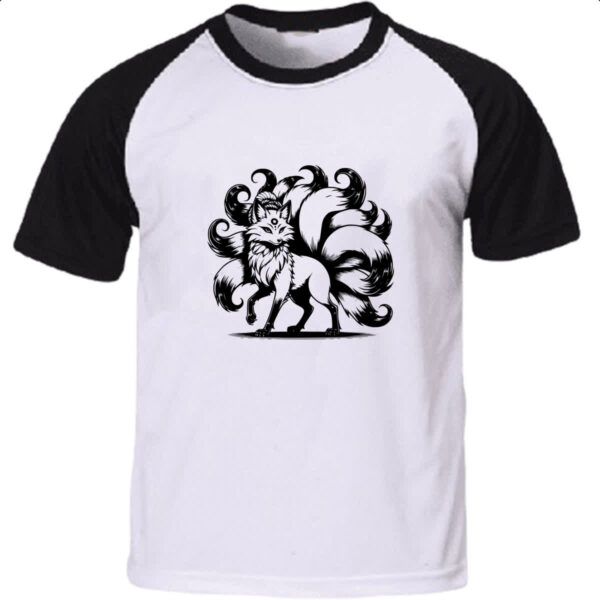 Camiseta Raglan Raposa nove caudas mitologia japao