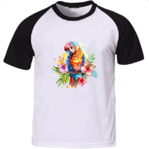 Camiseta Raglan Arara na flor