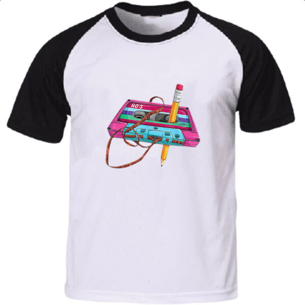 Camiseta Raglan Rebobinador fita K7 raiz