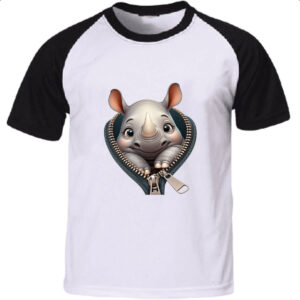 Camiseta Raglan Rinoceronte no ziper