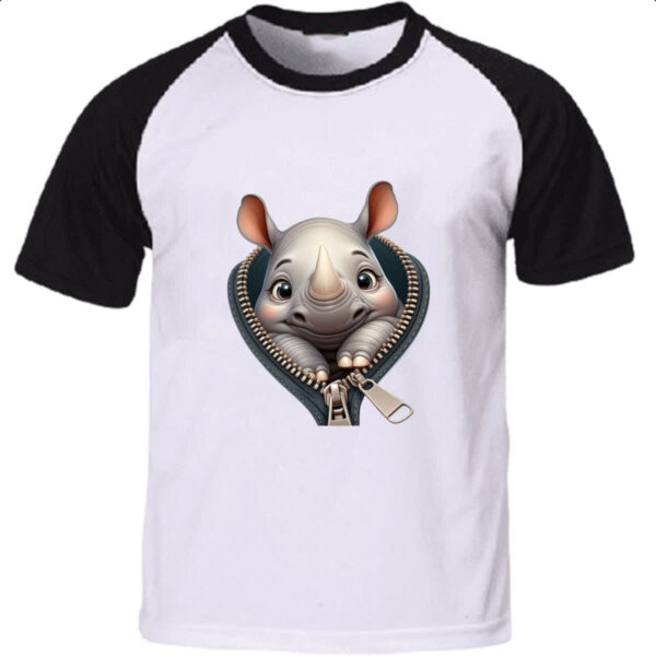 Camiseta Raglan Rinoceronte no ziper