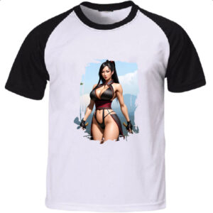 Camiseta Raglan Samurai girl on sky