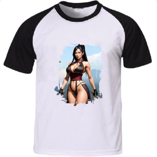 Camiseta Raglan Samurai girl on sky