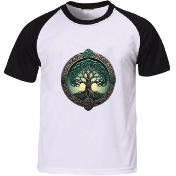 Camiseta Raglan Arvore da vida circulo Celtico