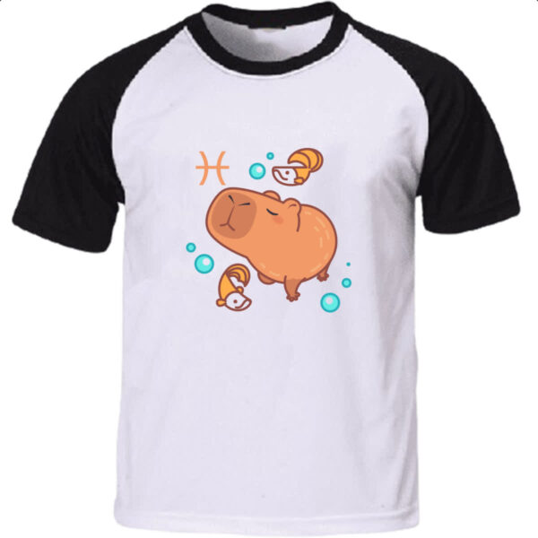 Camiseta Raglan Signo Capivara Peixes