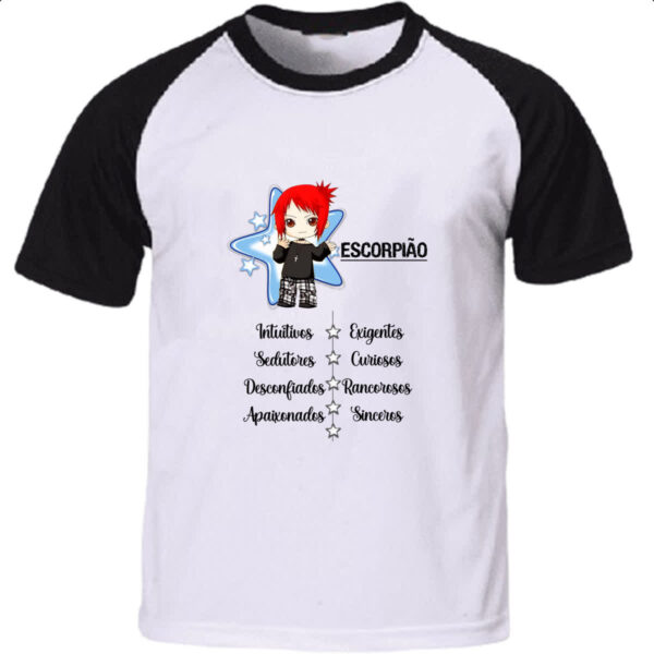 Camiseta Raglan Signo Cute Escorpiao
