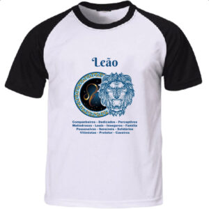 Camiseta Raglan Signo de Leao adjetivos