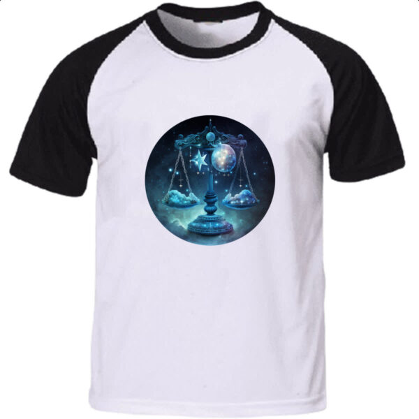 Camiseta Raglan Signo de Libra placa de luxo