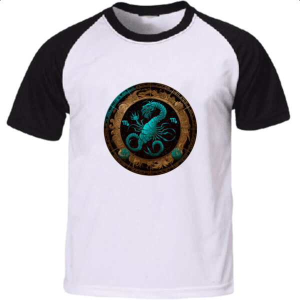 Camiseta Raglan Signo de escorpiao logo de luxo