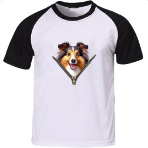 Camiseta Raglan Shetland Sheepdog no Ziper