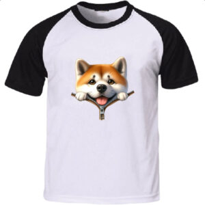 Camiseta Raglan Shiba Inu no Ziper