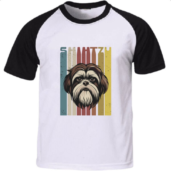 Camiseta Raglan Shih-tzu retro vintage