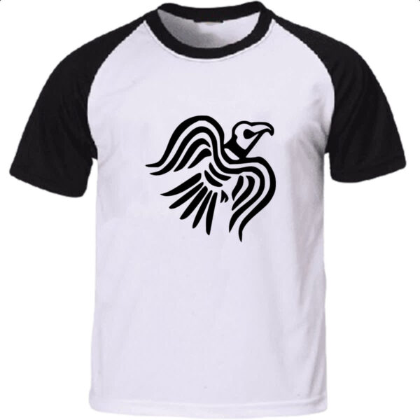 Camiseta Raglan Simbolo corvo bandeira viking
