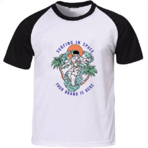 Camiseta Raglan Astronauta Surfing in Space