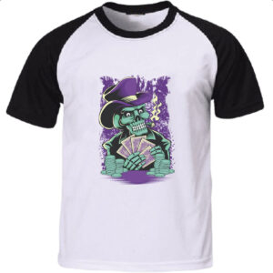 Camiseta Raglan Skull poker