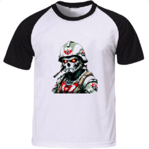 Camiseta Raglan Soldado Skull Punk Cyber