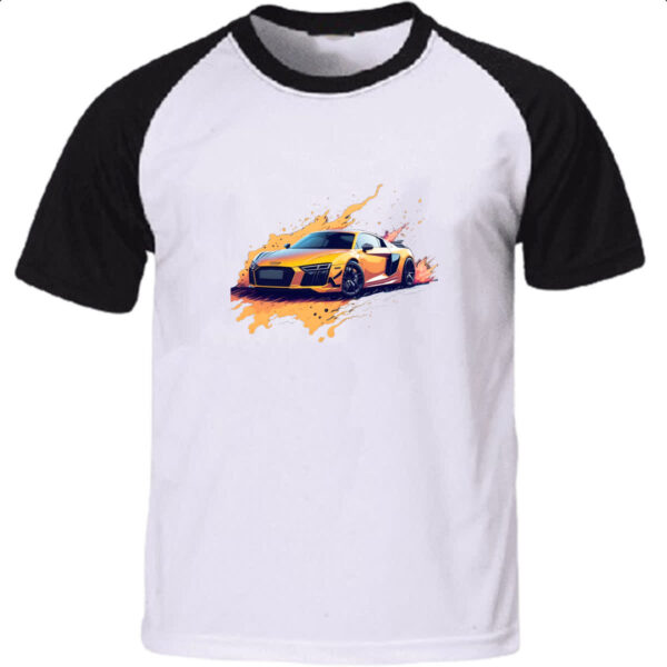 Camiseta Raglan Audi R8 Amarelo Splash Art