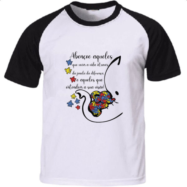 Camiseta Raglan Autismo Abencoe janela da diferenca
