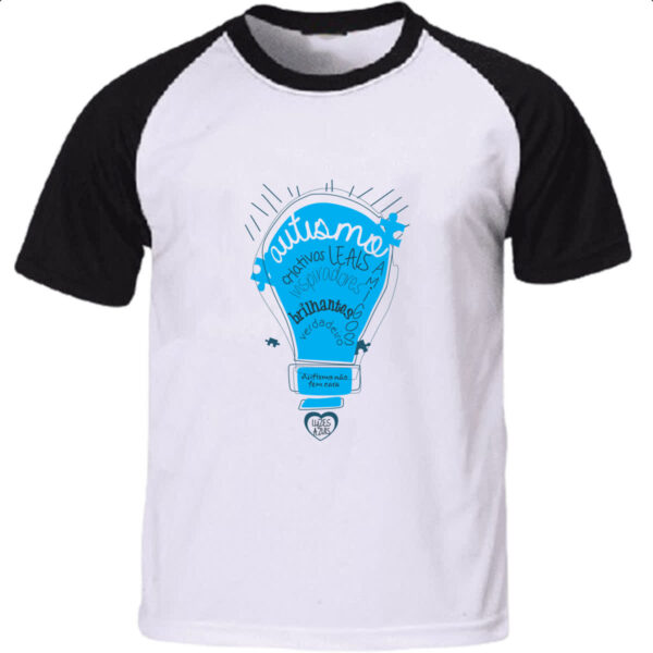 Camiseta Raglan Autismo luzes azuis