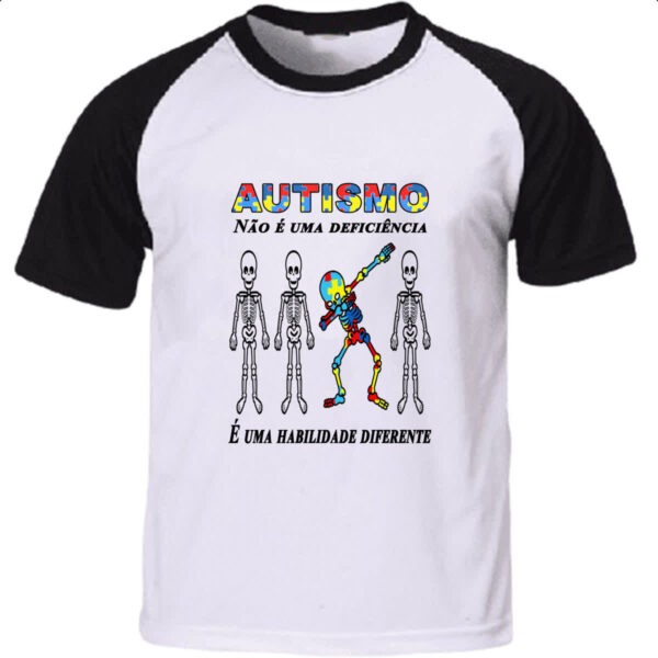 Camiseta Raglan Autismo nao deficiencia habilidade diferente